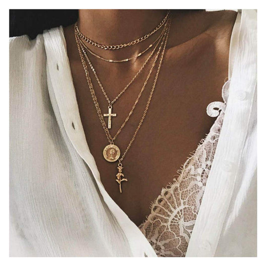 layering necklaces on a girl