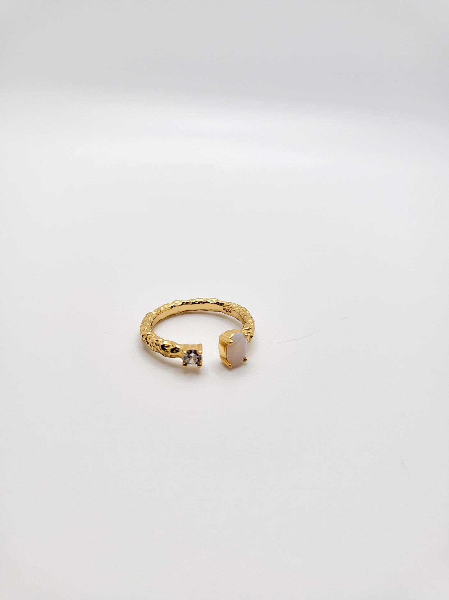 gold plated Sterling Silver Zircon Ring Minimalist 