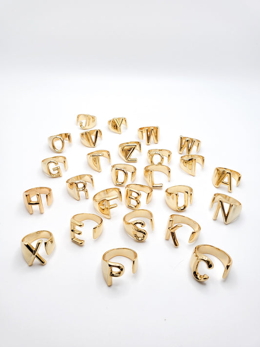Alphabet gold plated rings. Chunky. 26 rings