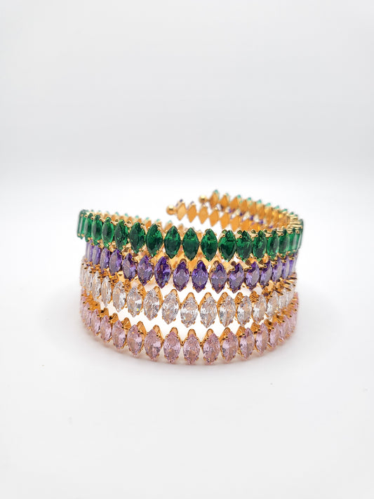 Adjustable zircon bracelets in color green, pink, white and purple