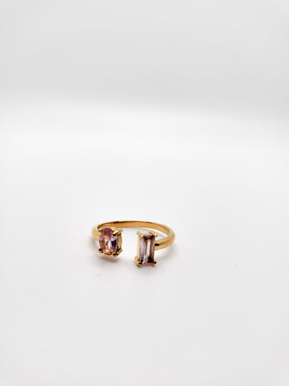18k gold plated stainless steel small zircons ring. Tarnish free and water proof. Available in colors pink, white or green.