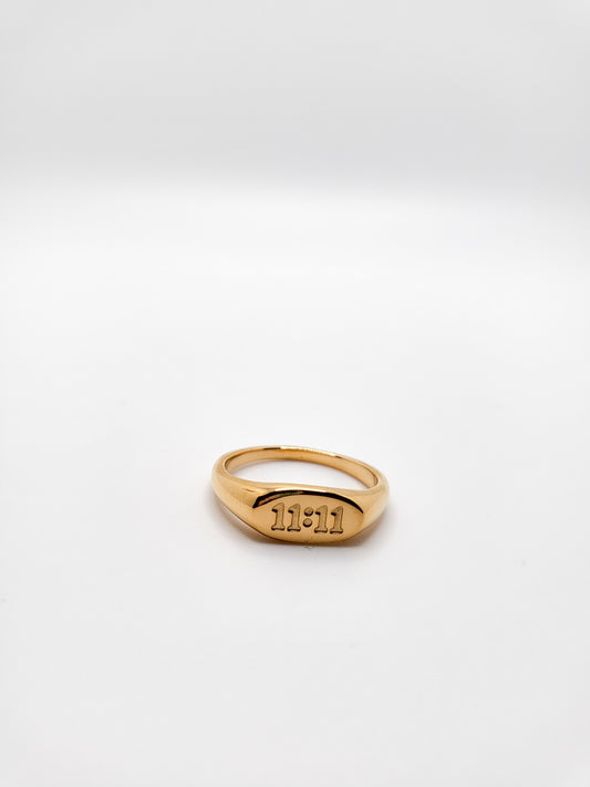11:11 angel number gold plated ring
