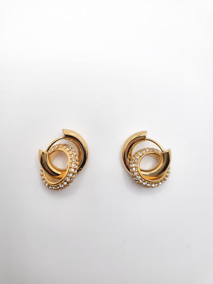 Gold plated hoop in hoop earrings with zircons