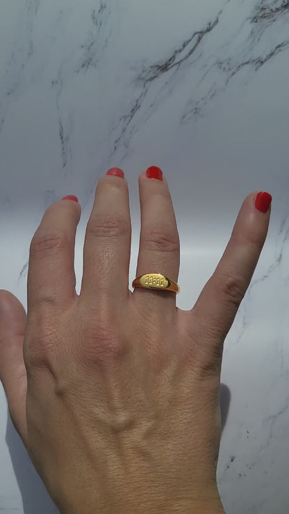 Video of gold plated 11:11 engraved ring